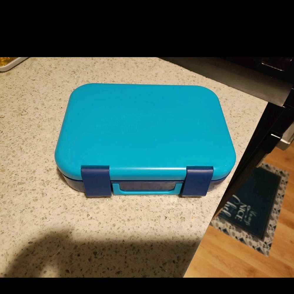 Vibrant Teal Lunch Box with Navy Accents